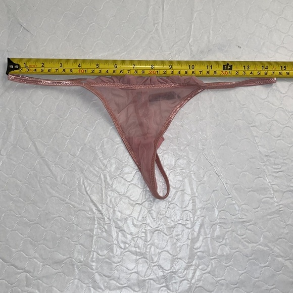 Victoria’s Secret Sexy Little Things pink nylon mesh ruffle thong panty - Picture 4 of 7
